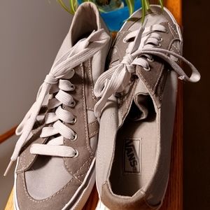 Vans Greige Canvas Laceup Sneakers-Women's Sz 8.5